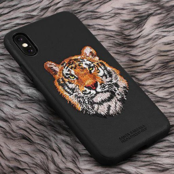 Embroidered Design High Quality Design Black Leather Case For iPhone XS Max