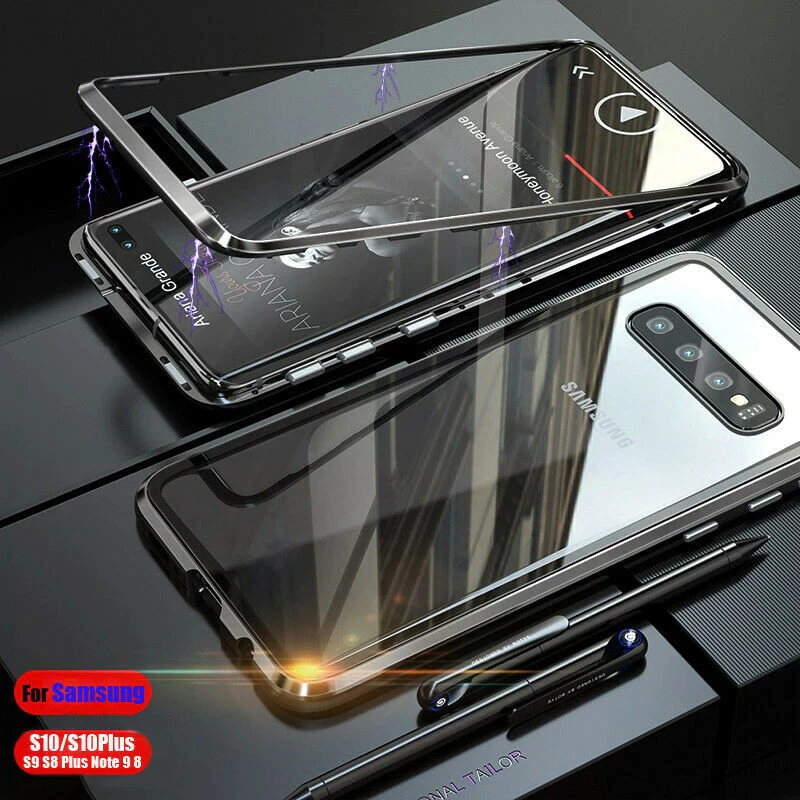 Double Sided Glass Magnetic Metal Case For Samsung Galaxy S10