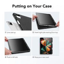 Load image into Gallery viewer, iPad Pro 12.9 Inch (2022/2021, 6th/5th Gen), Built-in Pencil Holder, Pencil 2 Support, Flexible Back Cover, Trifold Stand, Auto Sleep/Wake, Rebound Series, Black

