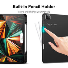 Load image into Gallery viewer, iPad Pro 12.9 Inch (2022/2021, 6th/5th Gen), Built-in Pencil Holder, Pencil 2 Support, Flexible Back Cover, Trifold Stand, Auto Sleep/Wake, Rebound Series, Black
