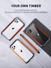 Load image into Gallery viewer, Hand Made Natural Wood &amp; Aluminum Bumper Case |  Anti-Shock Bumper Case for I Phone 14 Pro Max / Phone 13 Pro Max
