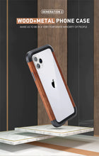 Load image into Gallery viewer, Hand Made Natural Wood &amp; Aluminum Bumper Case |  Anti-Shock Bumper Case for I Phone 14 Pro Max / Phone 13 Pro Max
