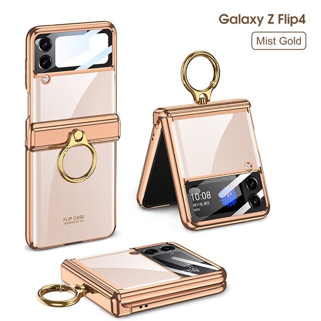 Luxury Protection With Magnetic Hinge Phantom Ring Holder Case for Samsung Galaxy Z Flip 4 5G