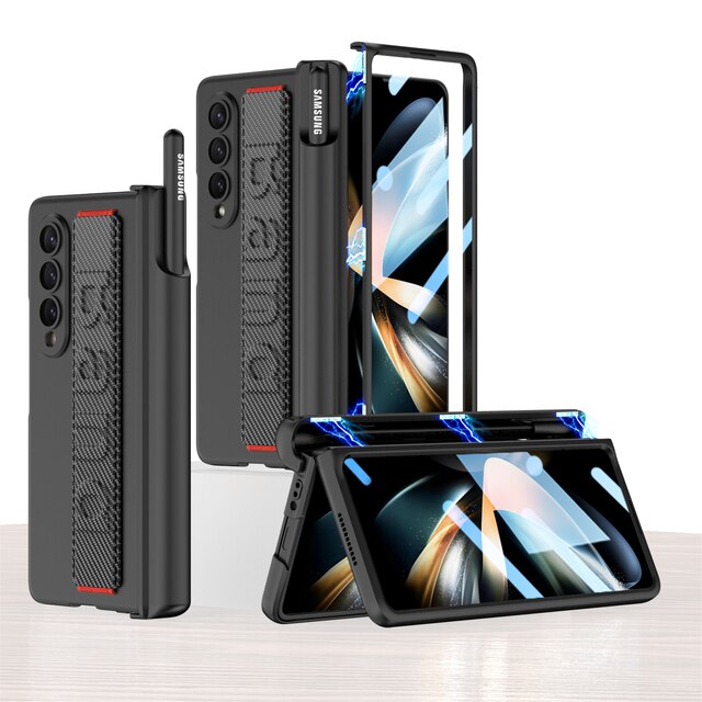 Magnetic Ultra Wristband Kickstand Bracket Matte Thin Case for Galaxy Fold 4 with Stand Holder Cover