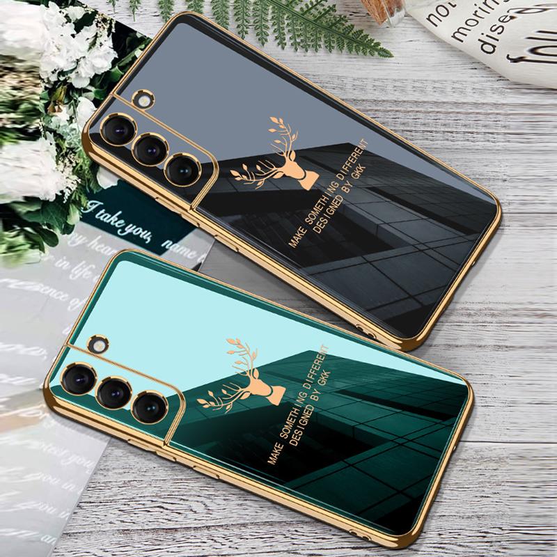 Luxury High Quality Electroplate Tempered Back Glass Case For S22